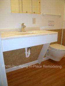 Wheelchair Accessible Roll Under Sink with Wall Hung Toilet